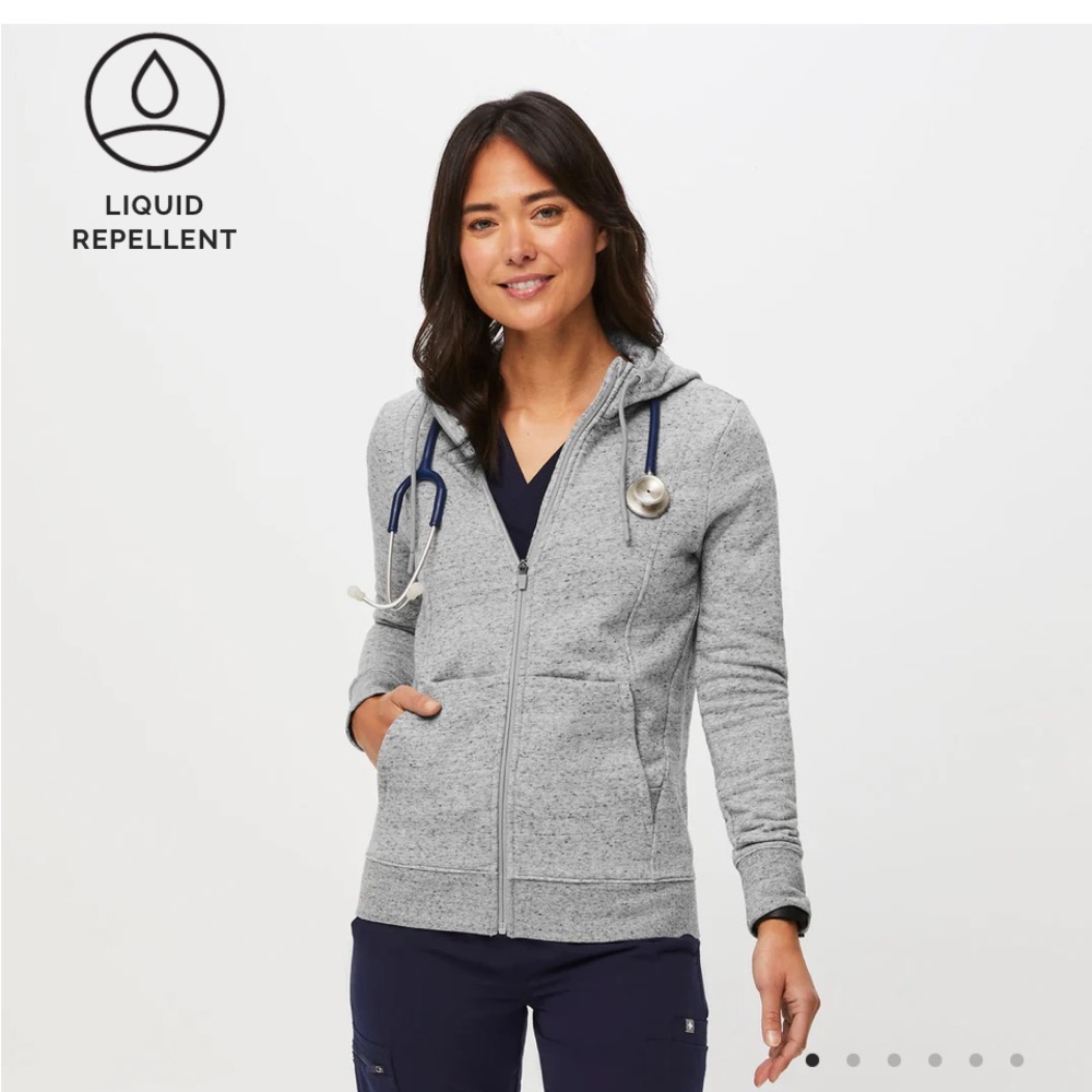 Figs Gray Zip-Up Hoodie Sweatshirt